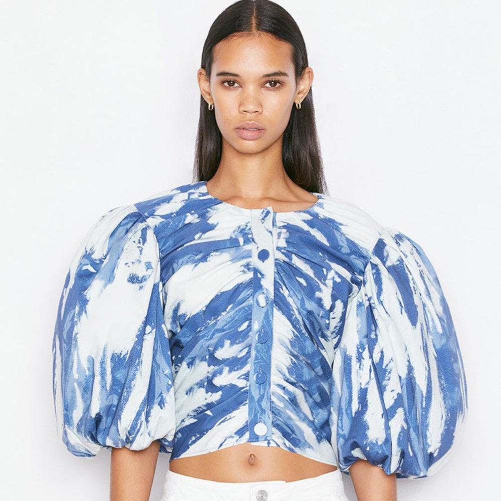 Frame Gathered Puff Sleeve Top